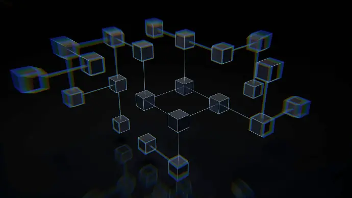 a group of cubes that are on a black surface
